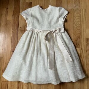 Best & Co. Italian Girls' Wool Blend Ivory Dress with Satin Bow